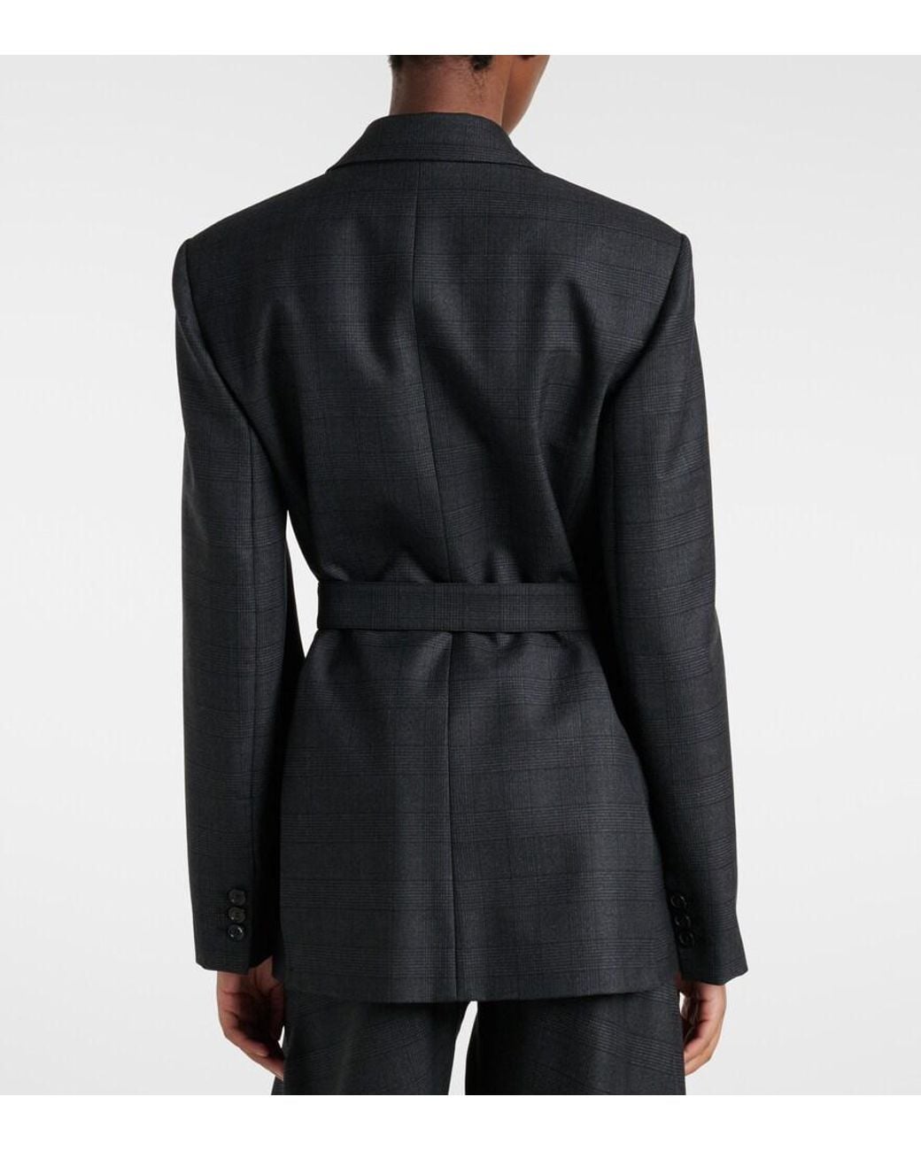 Loewe Black Prince Of Wales Check Wool Wrap Blazer