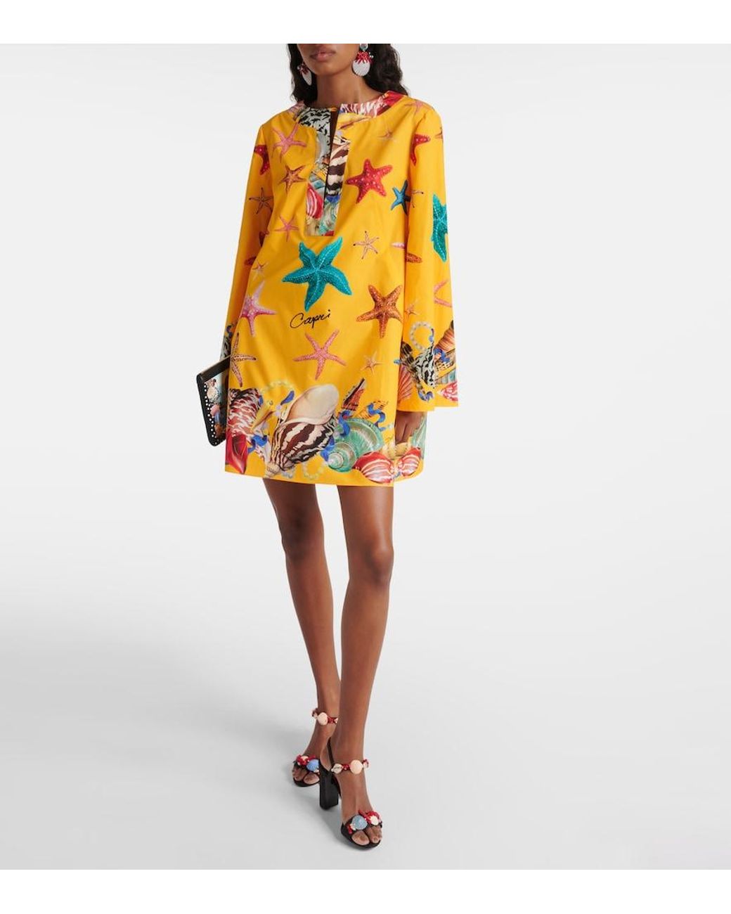 Dolce & Gabbana Yellow Capri Printed Cotton Tunic