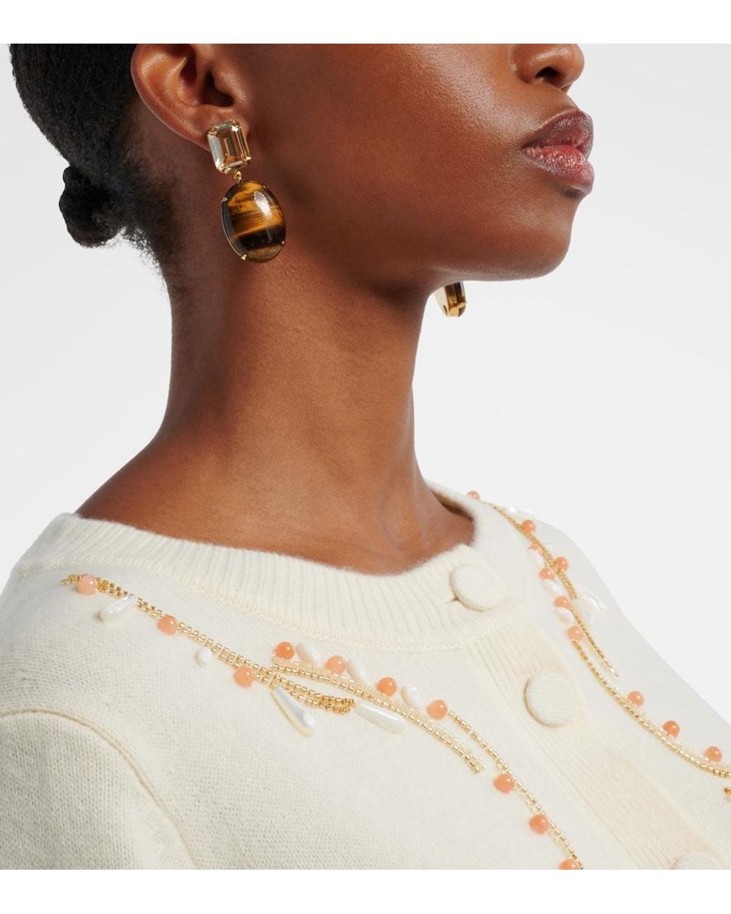 Jennifer Behr Brown Xiomara Embellished-Plated Earrings