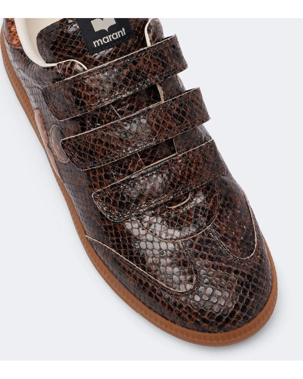 Isabel Marant Brown Beth Snake-Effect Leather Sneakers