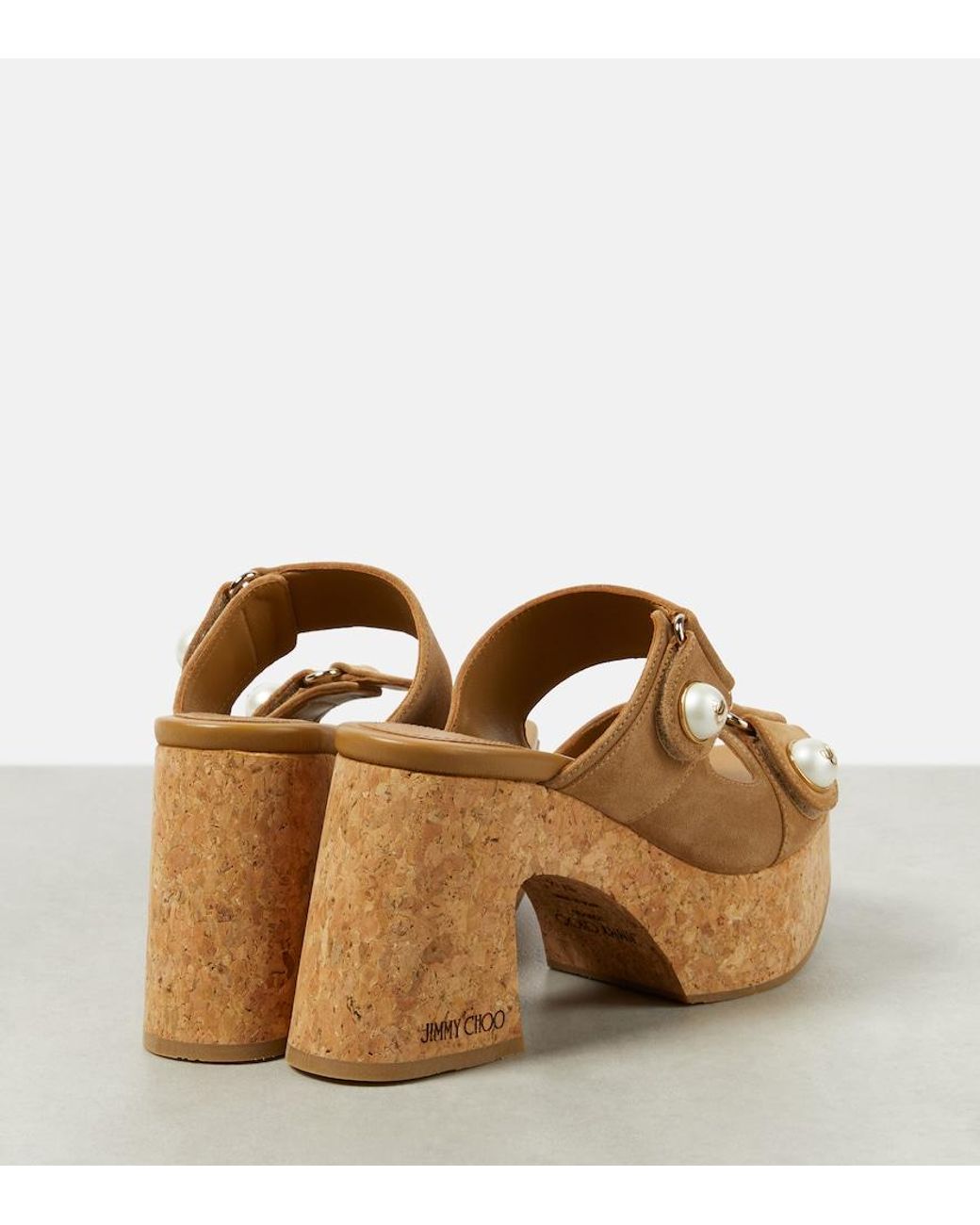 Jimmy Choo Brown Fayence 95 Suede Platform Mules