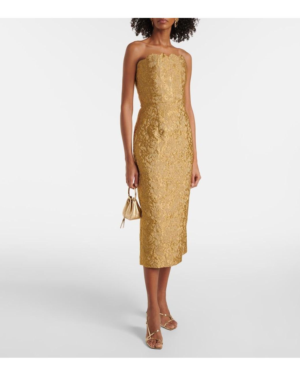 Markarian Natural Marcella Floral Brocade Cocktail Dress