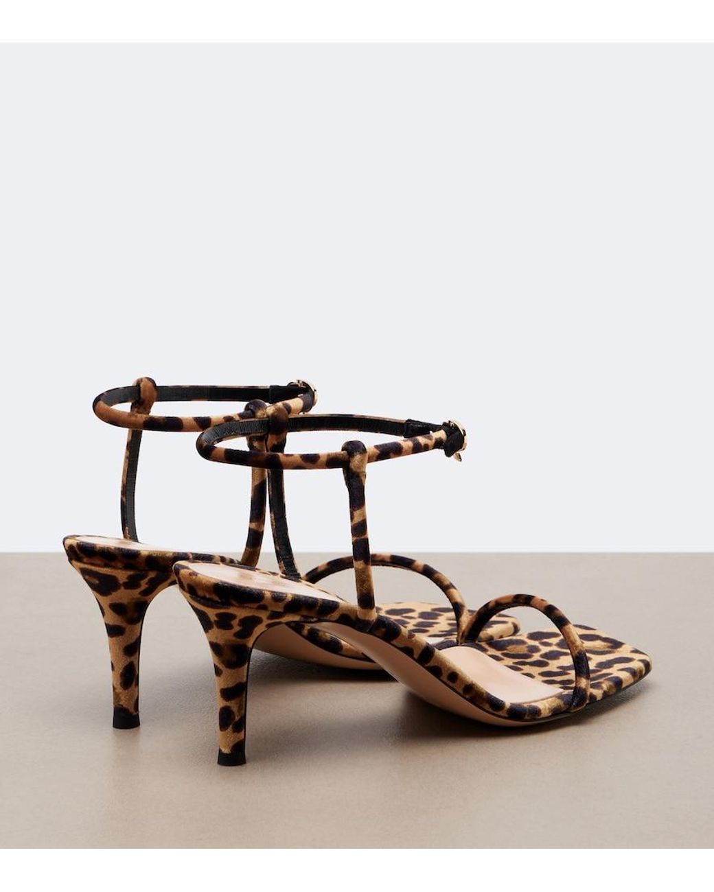 Gianvito Rossi Black Leopard Print Velvet Sandals