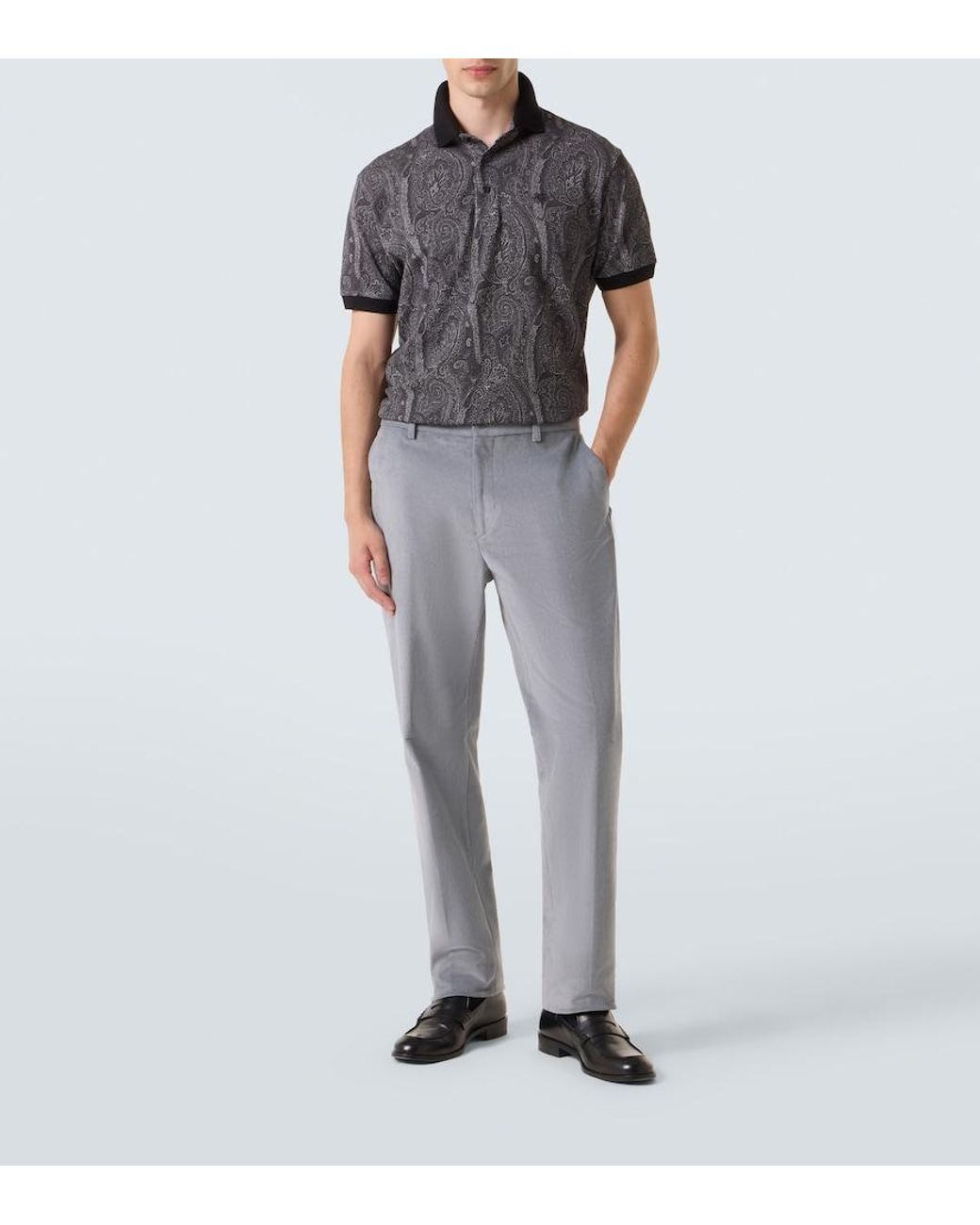 Etro Gray Cotton Straight Pants for men
