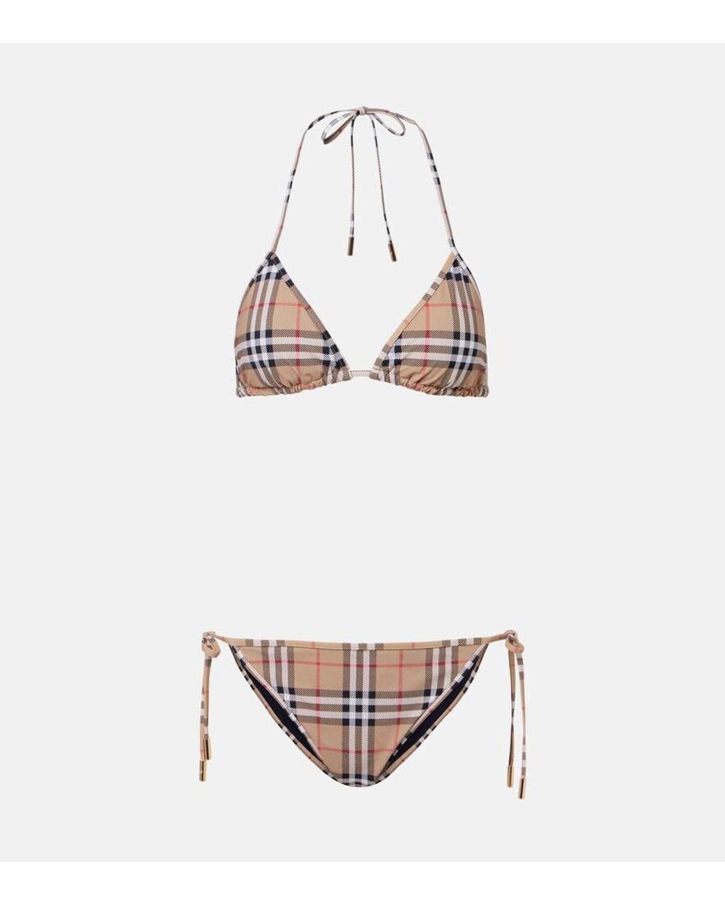 Bikini Triangular Con Check Burberry de color White