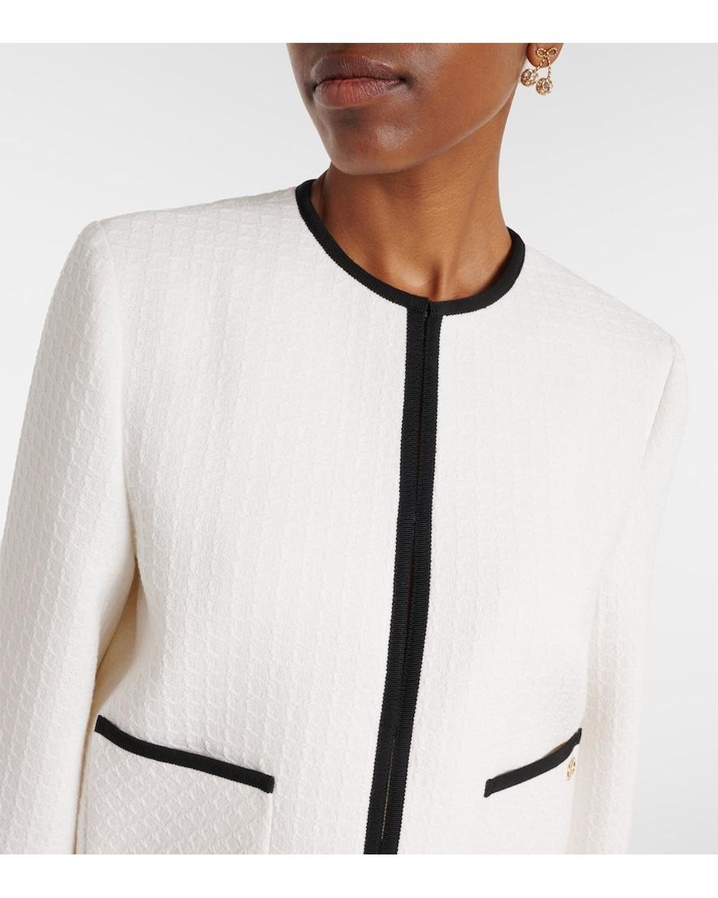 Valentino Garavani White Cotton Tweed Jacket