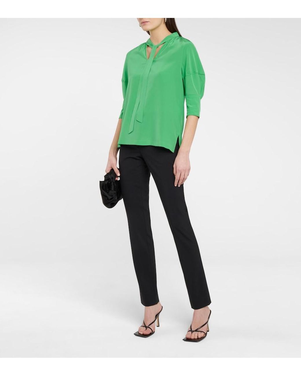 Diane von Furstenberg Green Lynn Silk Crêpe De Chine Blouse