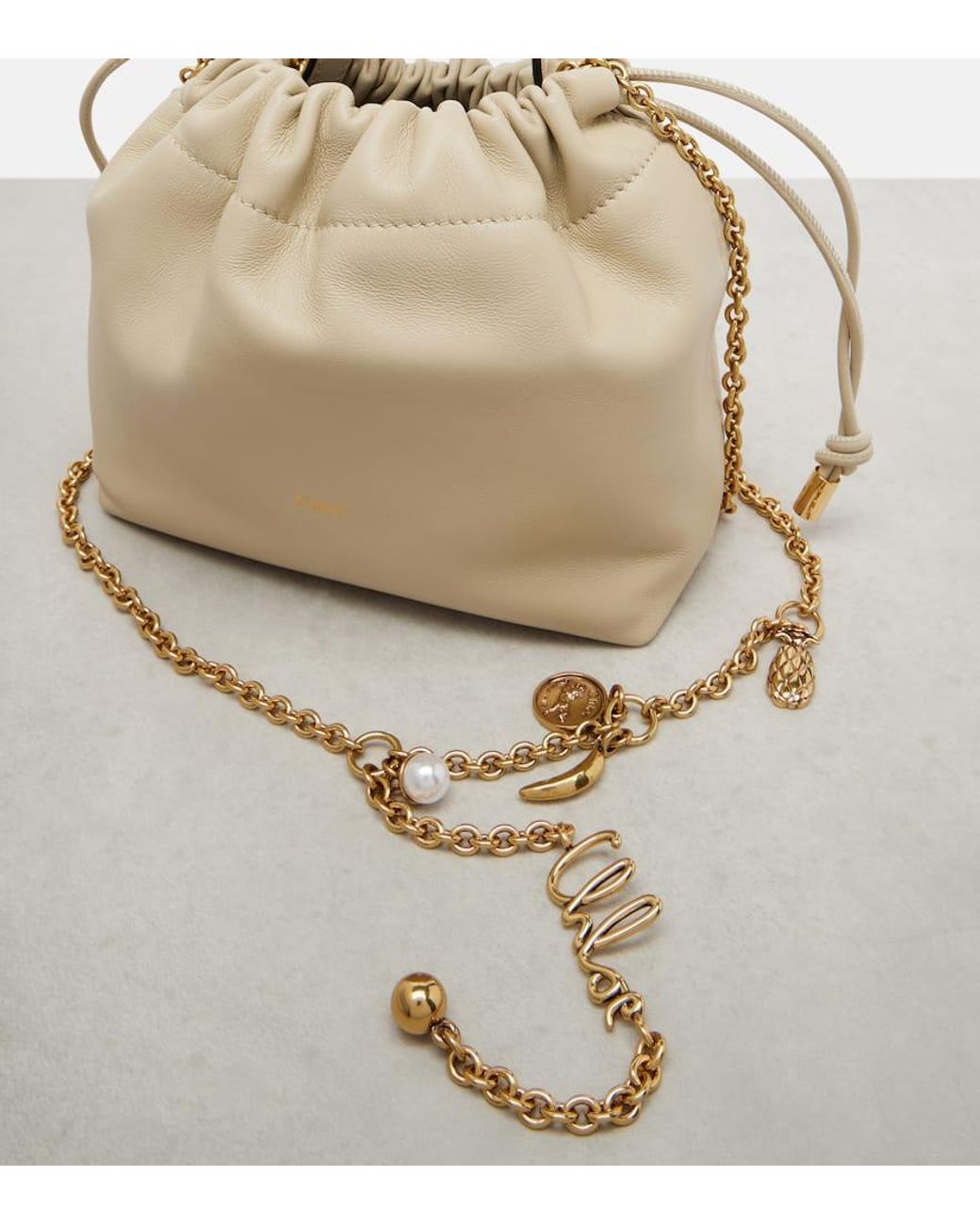 Chloé Metallic Icons Mini Leather Bucket Bag