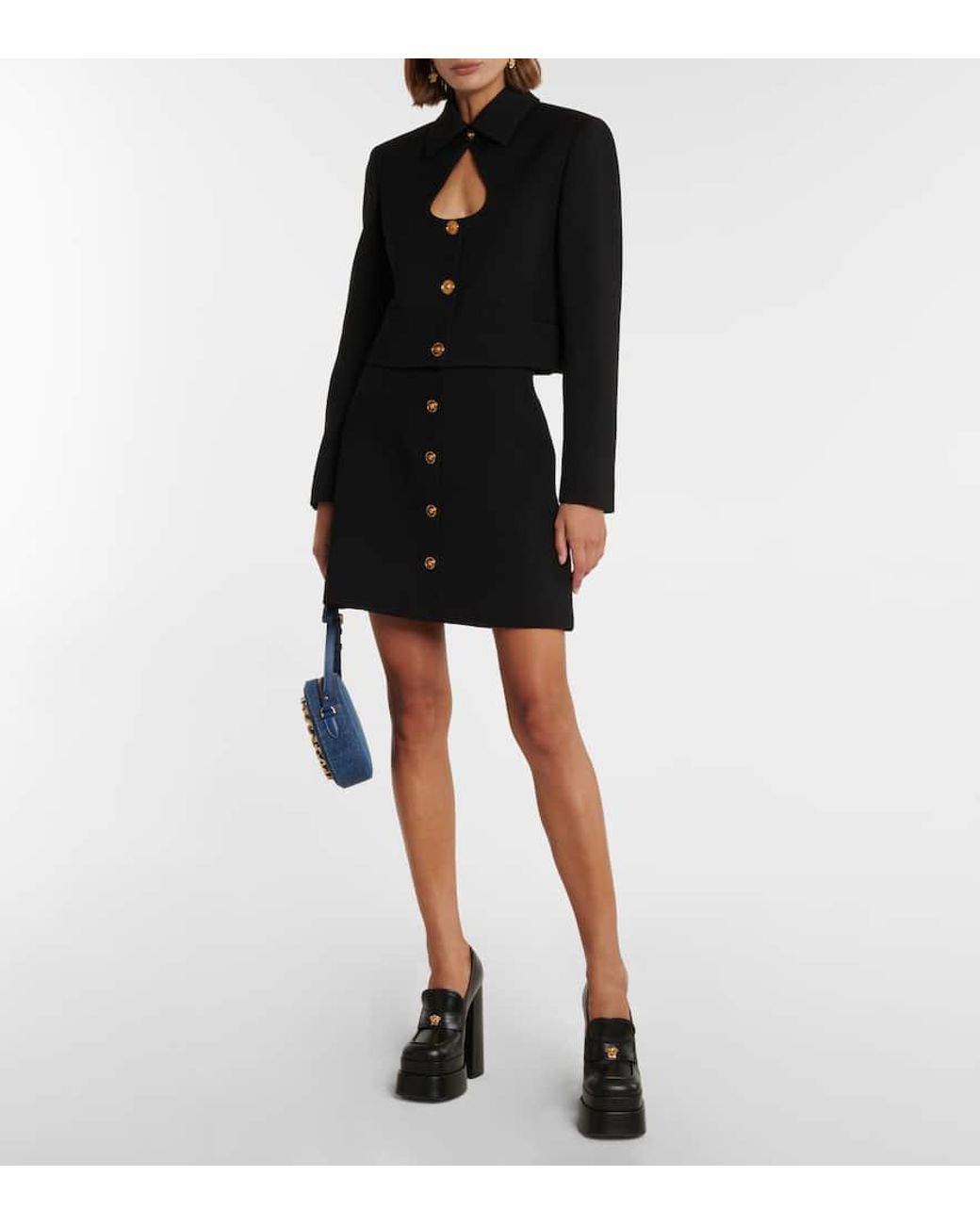 Versace Black Aevitas Leather Platform Mule