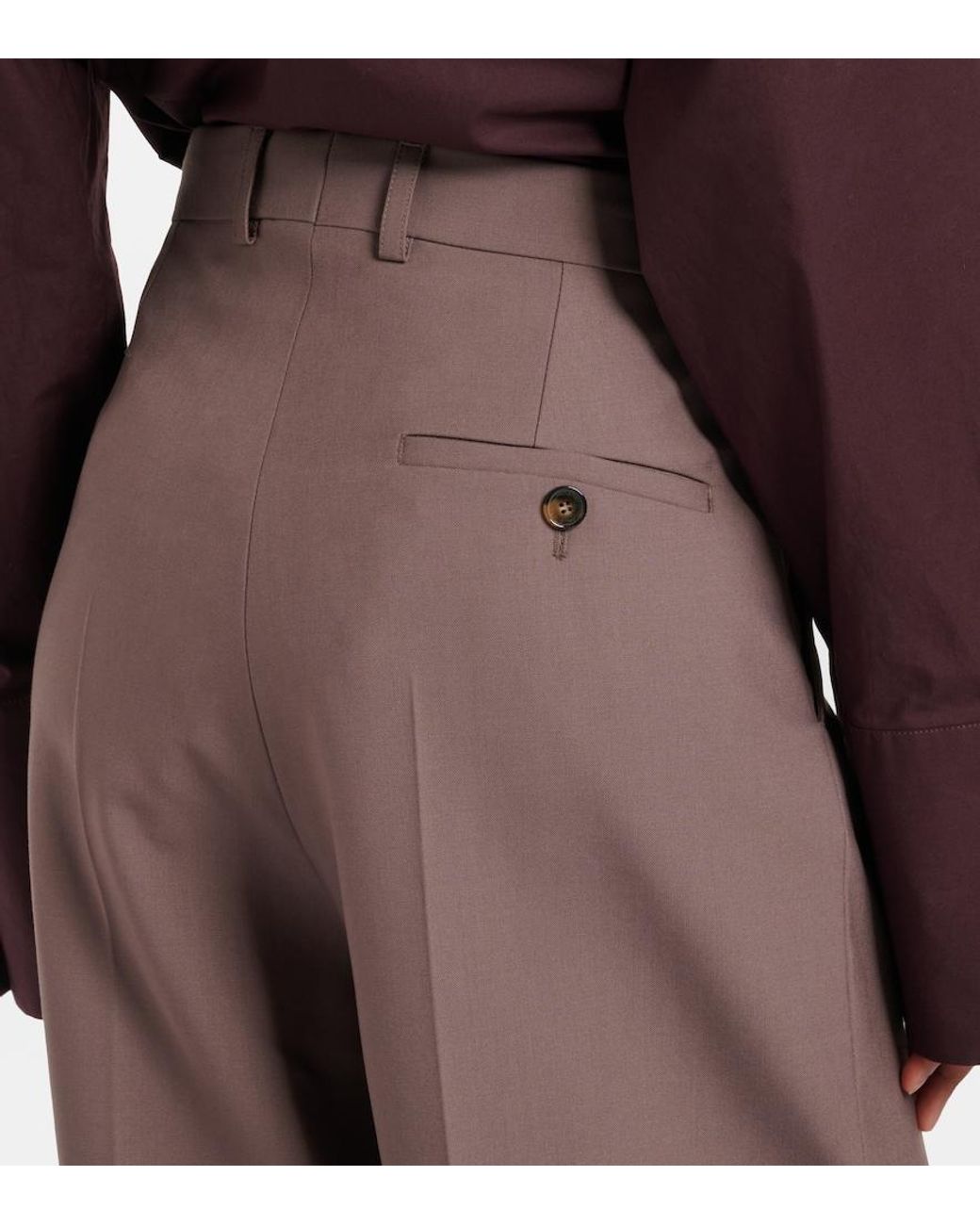 Stella McCartney Brown Wool Wide-Leg Pants