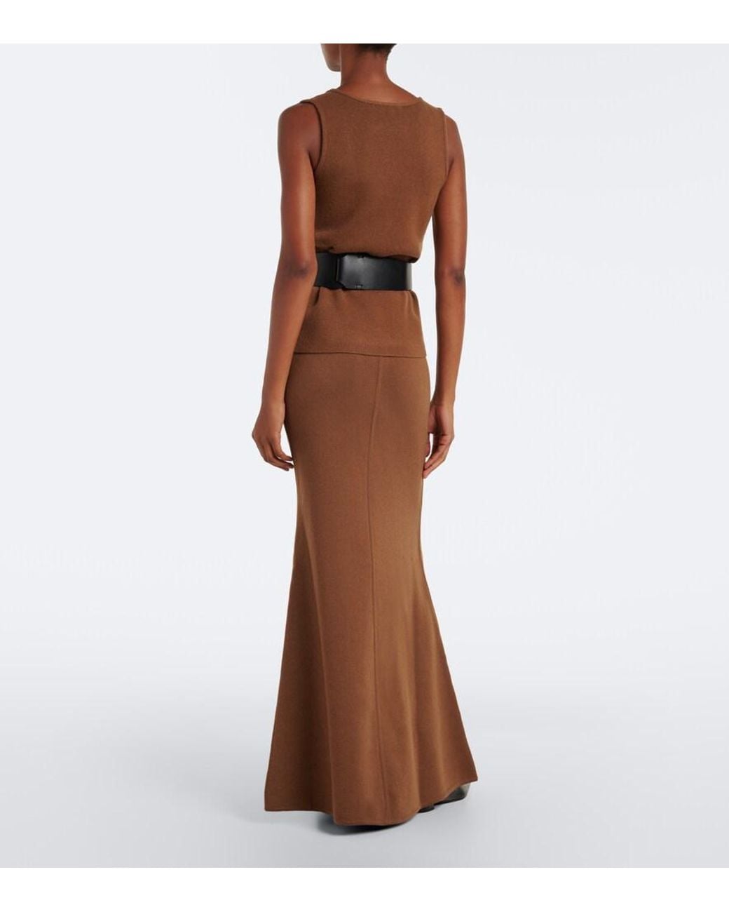 Max Mara Brown Wool And Cashmere Maxi Skirt