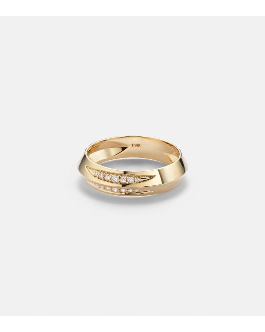 STONE AND STRAND Metallic Knife Edge 14Kt Ring With Diamonds