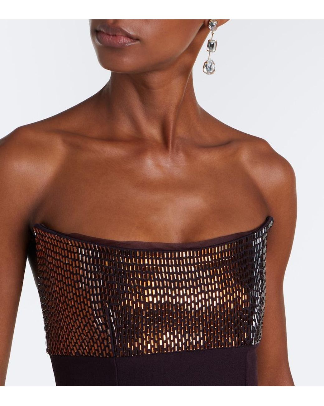 Roland Mouret Purple Embellished Paneled Corset Gown