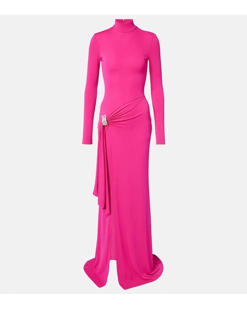 David Koma Pink Embellished Draped Gown