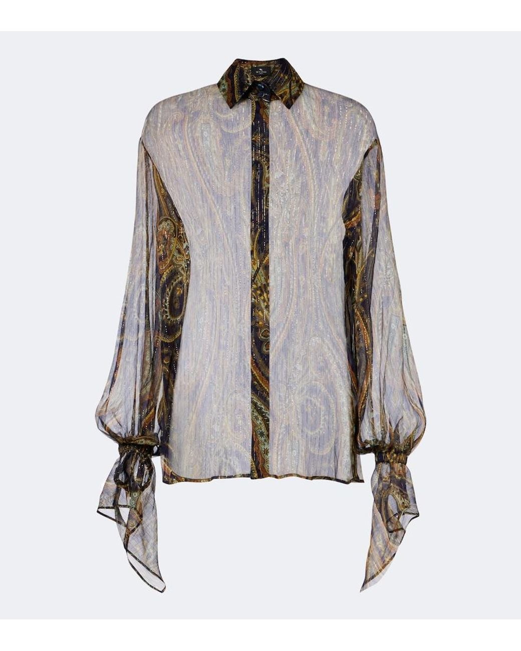 Etro Multicolor Paisley Silk-Blend Chiffon Shirt