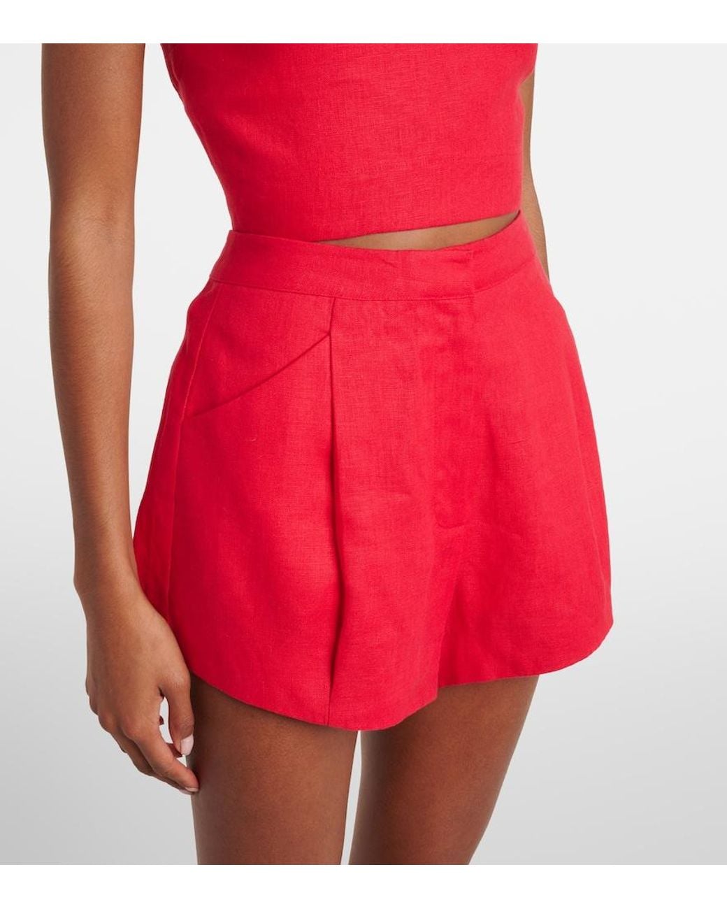 Posse Red Rosalie High-Rise Linen Shorts