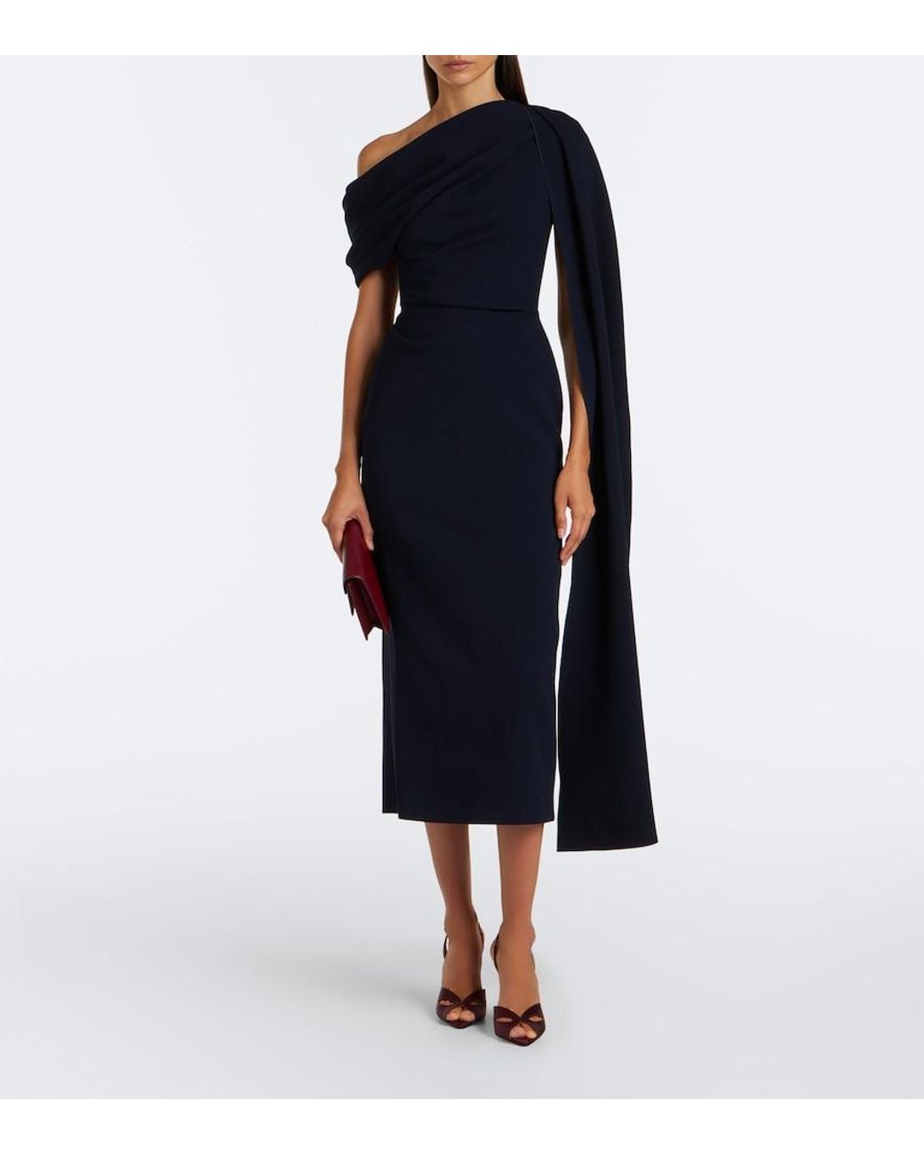 Roksanda Blue Maite Caped Crepe Midi Dress
