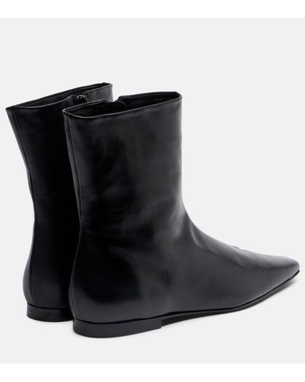Totême Black Leather Ankle Boots