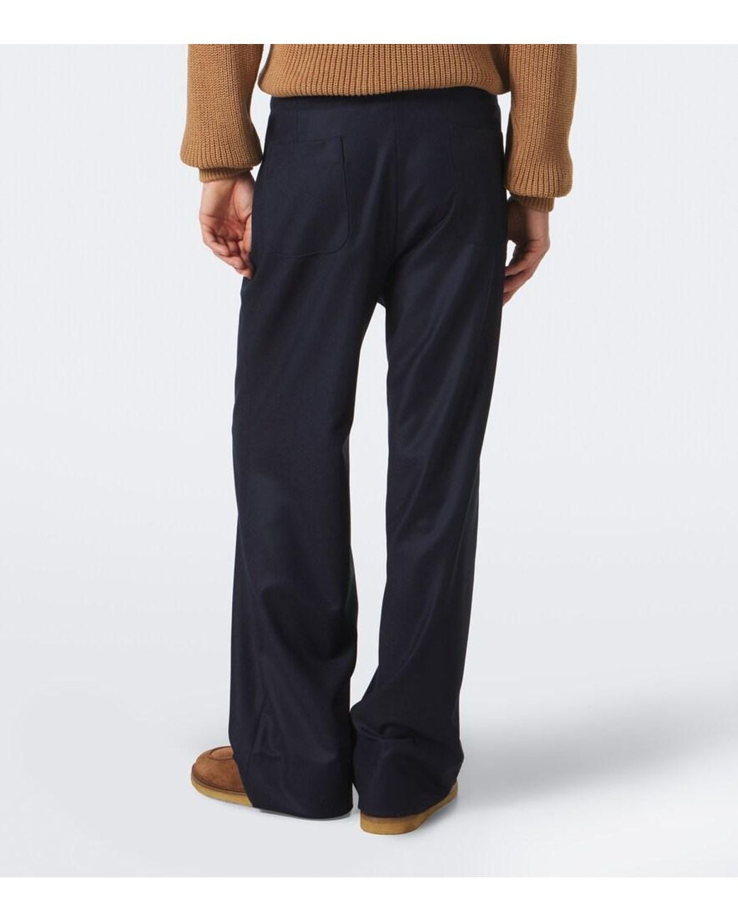 STÒFFA Blue Wool And Cashmere Wide-Leg Pants for men