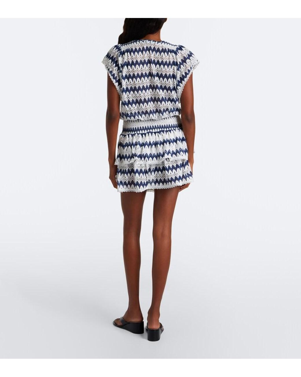 Melissa Odabash Blue Remi Chevron Knitted Minidress