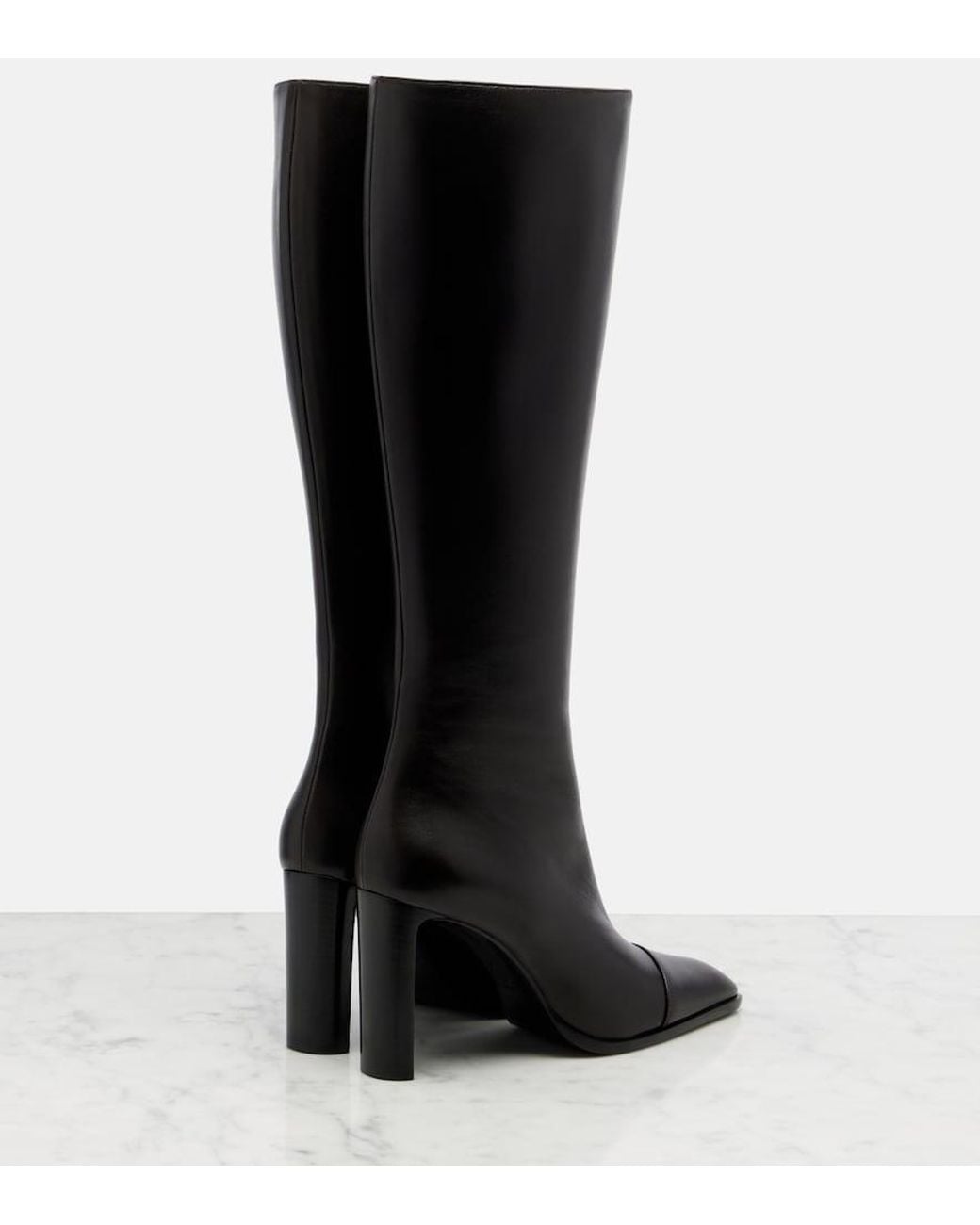 Saint Laurent Black Venetia Leather Knee-High Boots