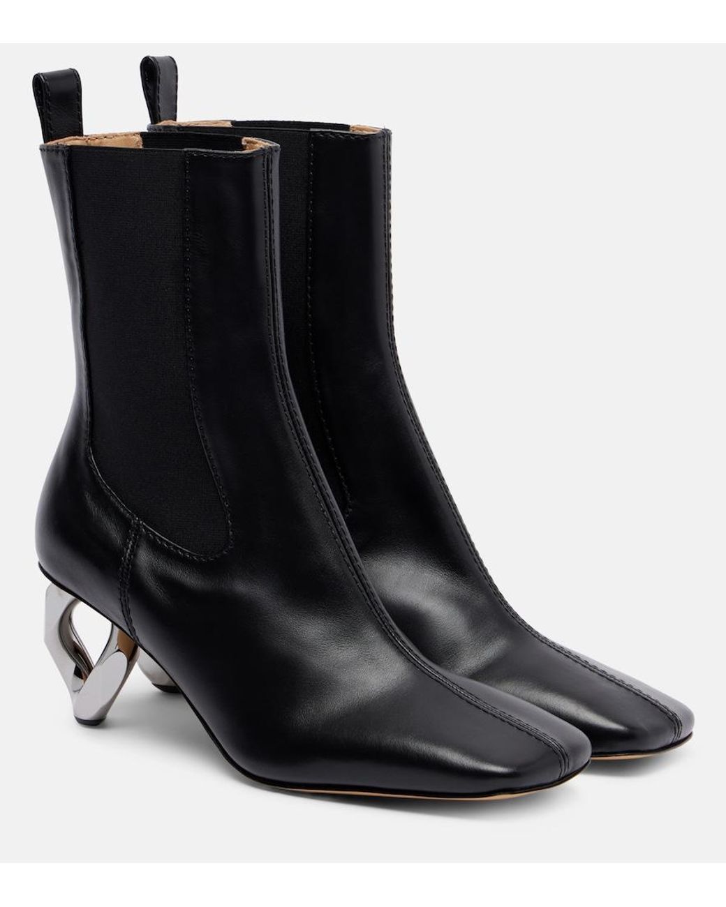J.W. Anderson Black Chain Leather Ankle Boots