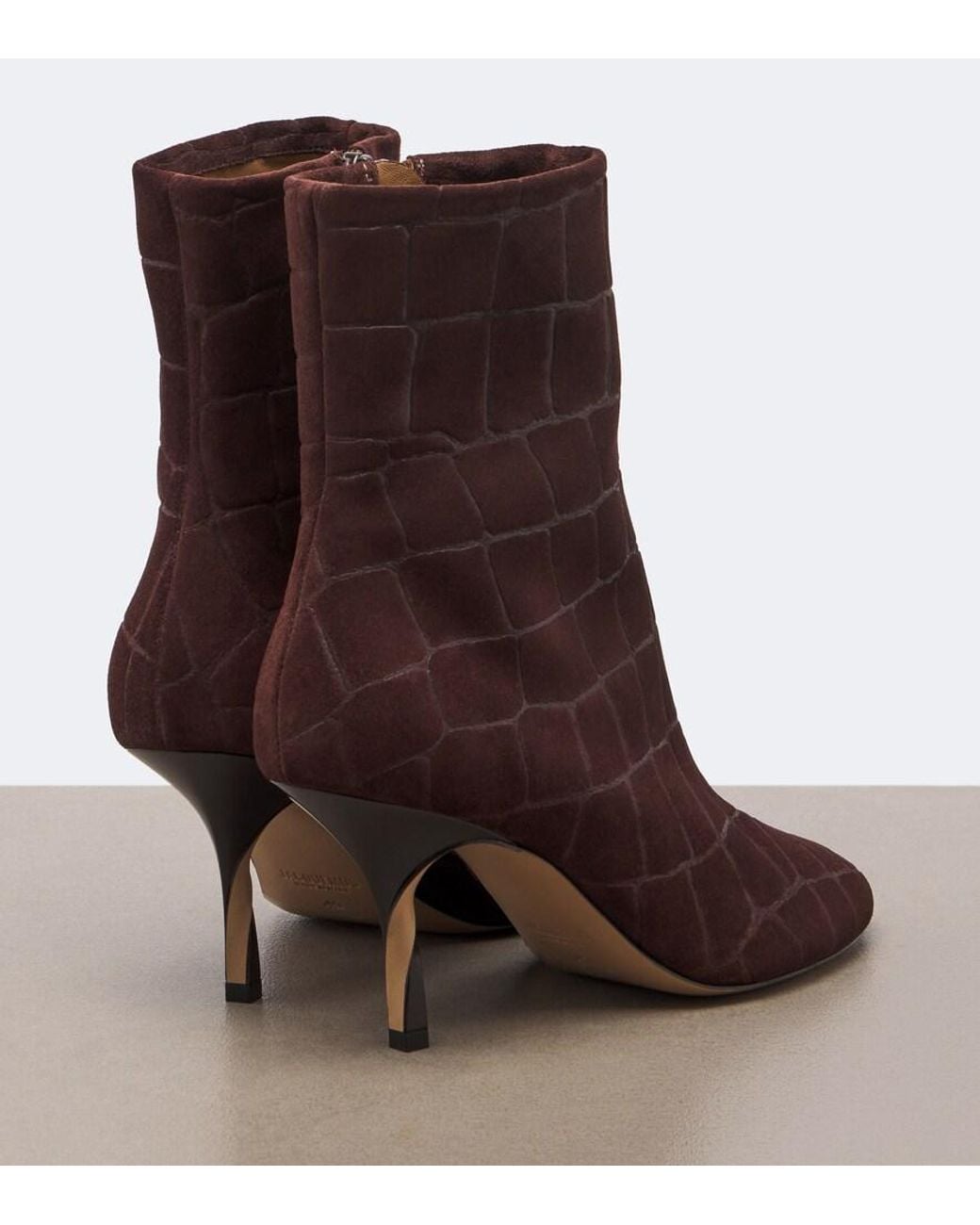 Jacquemus Brown Collant Croc-Effect Suede Ankle Boots