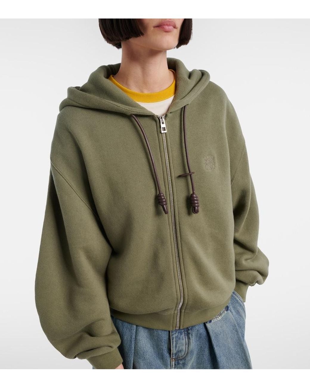 Loewe Green Flamenco Cotton And Cashmere Zip-Up Hoodie