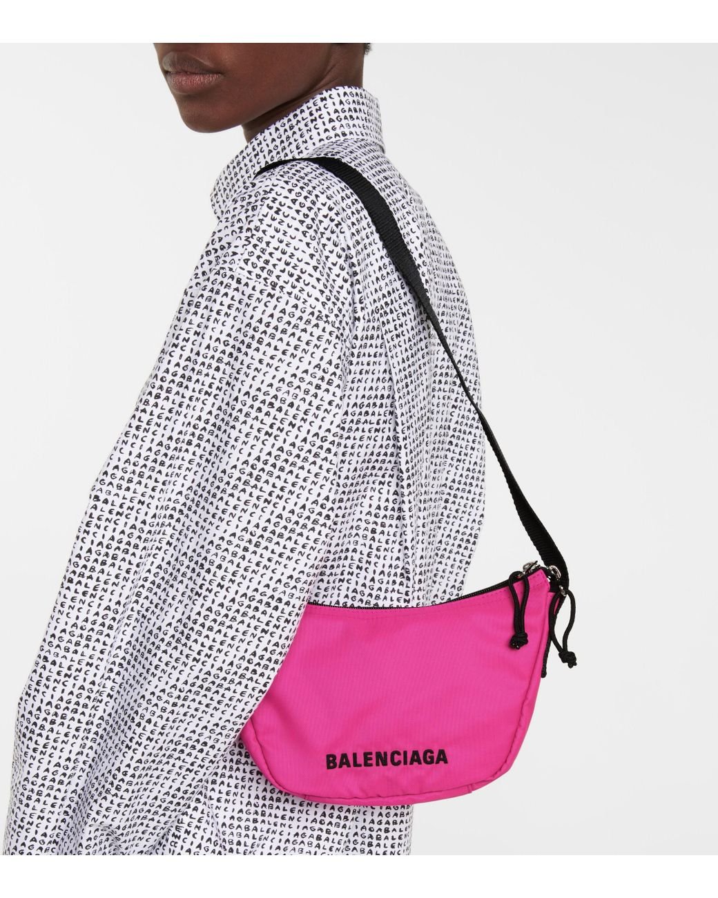 Balenciaga Wheel Nylon Shoulder Bag in Pink | Lyst