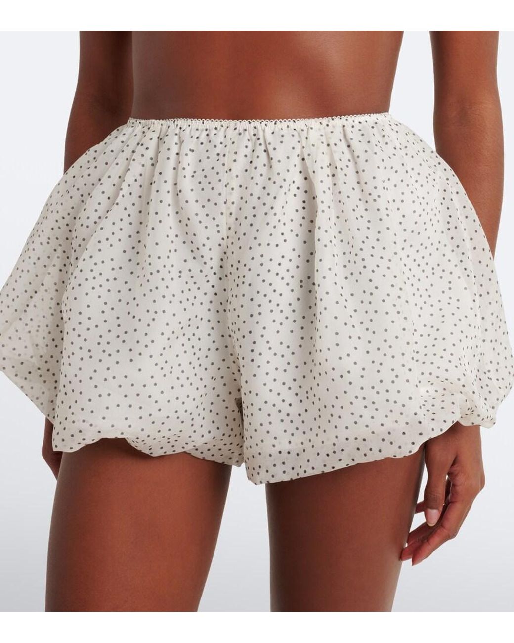 Sir White Polka-Dot Silk Organza Shorts