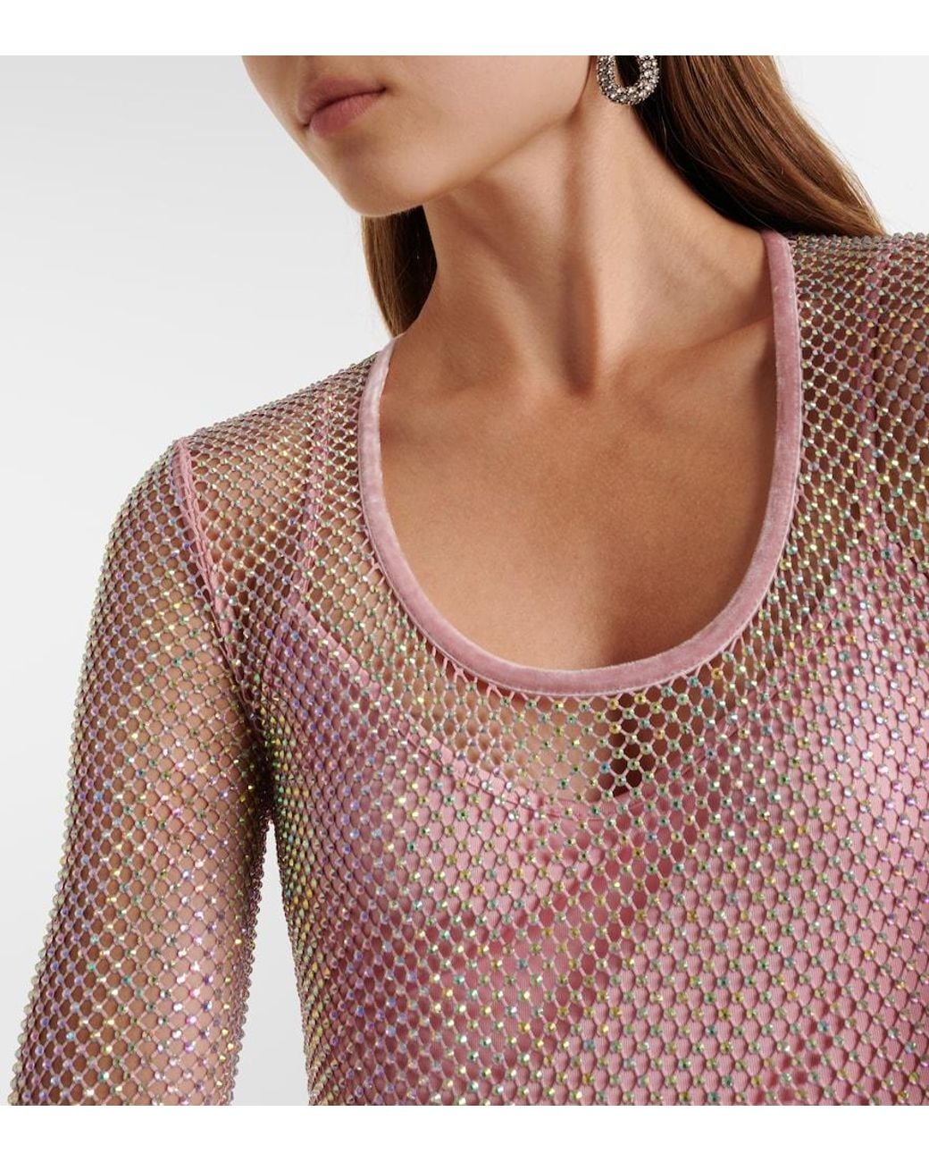 Sportmax Pink Embellished Mesh Gown