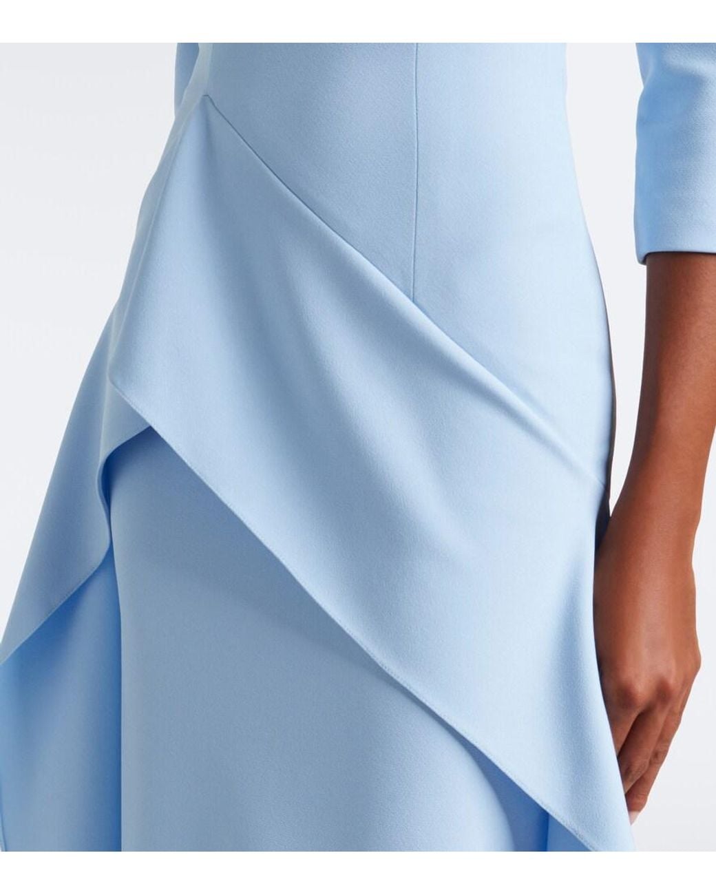 Safiyaa Blue Zetta Draped Off-Shoulder Crepe Gown