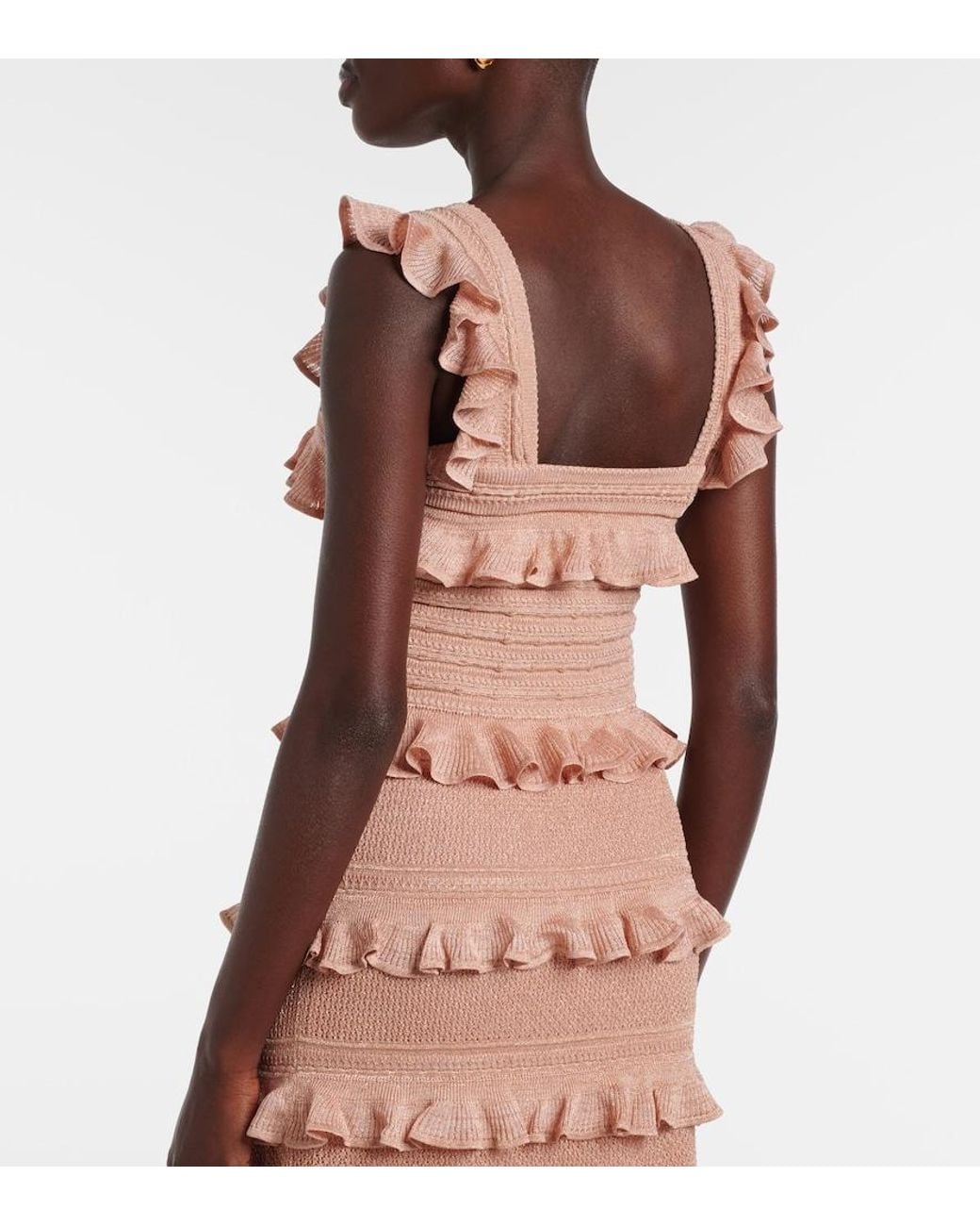 Zimmermann Pink Rebellion Ruffled Lame Top