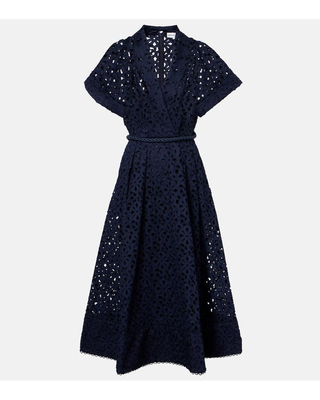 Rebecca Vallance Blue Antalya Broderie Anglaise Midi Dress