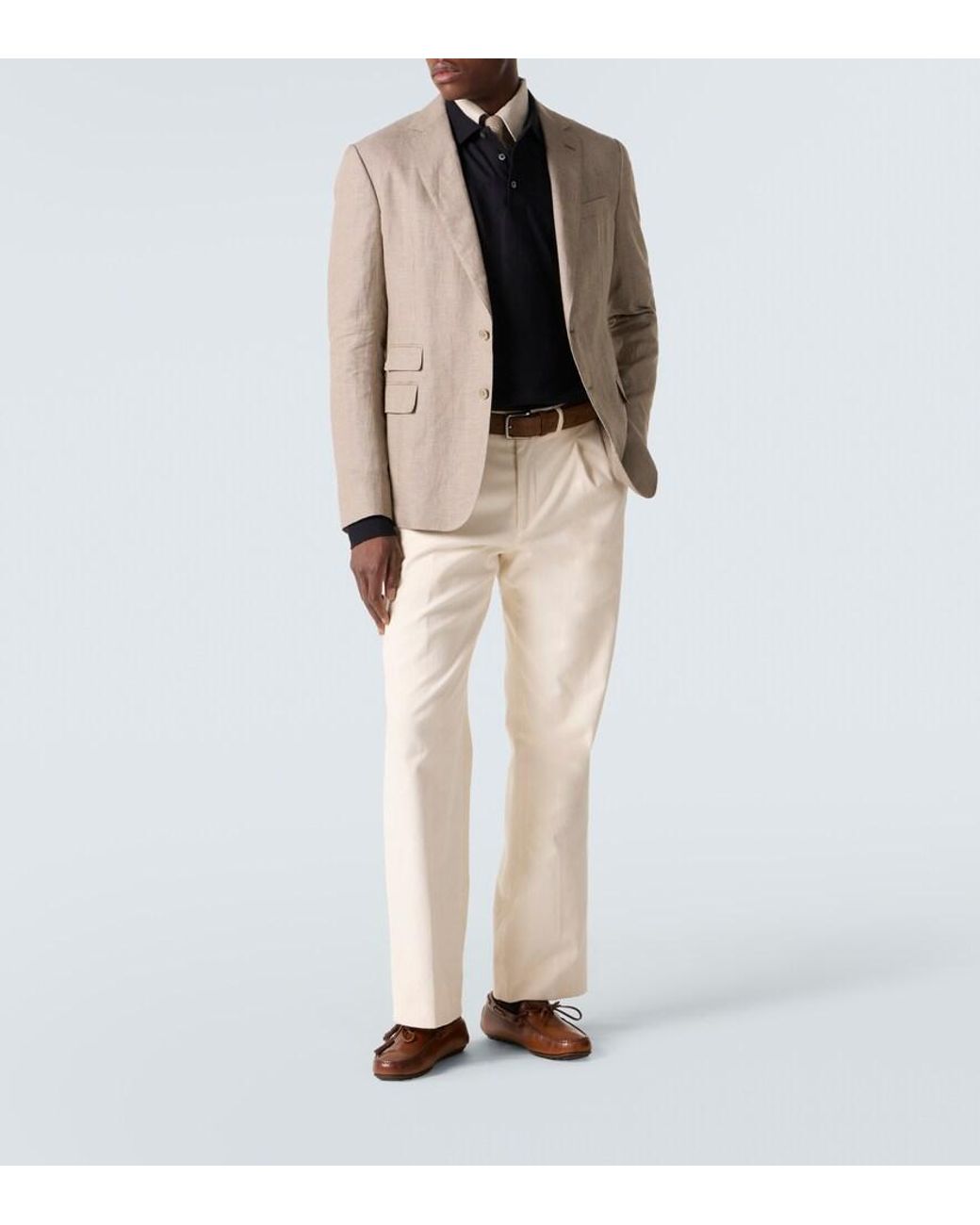 Ralph Lauren Black Embroidered Cotton And Cashmere Polo Shirt for men