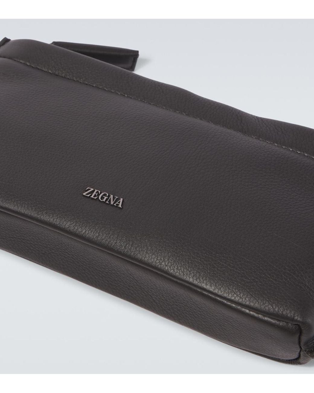 Zegna Black Secondskin Leather Toiletry Bag for men
