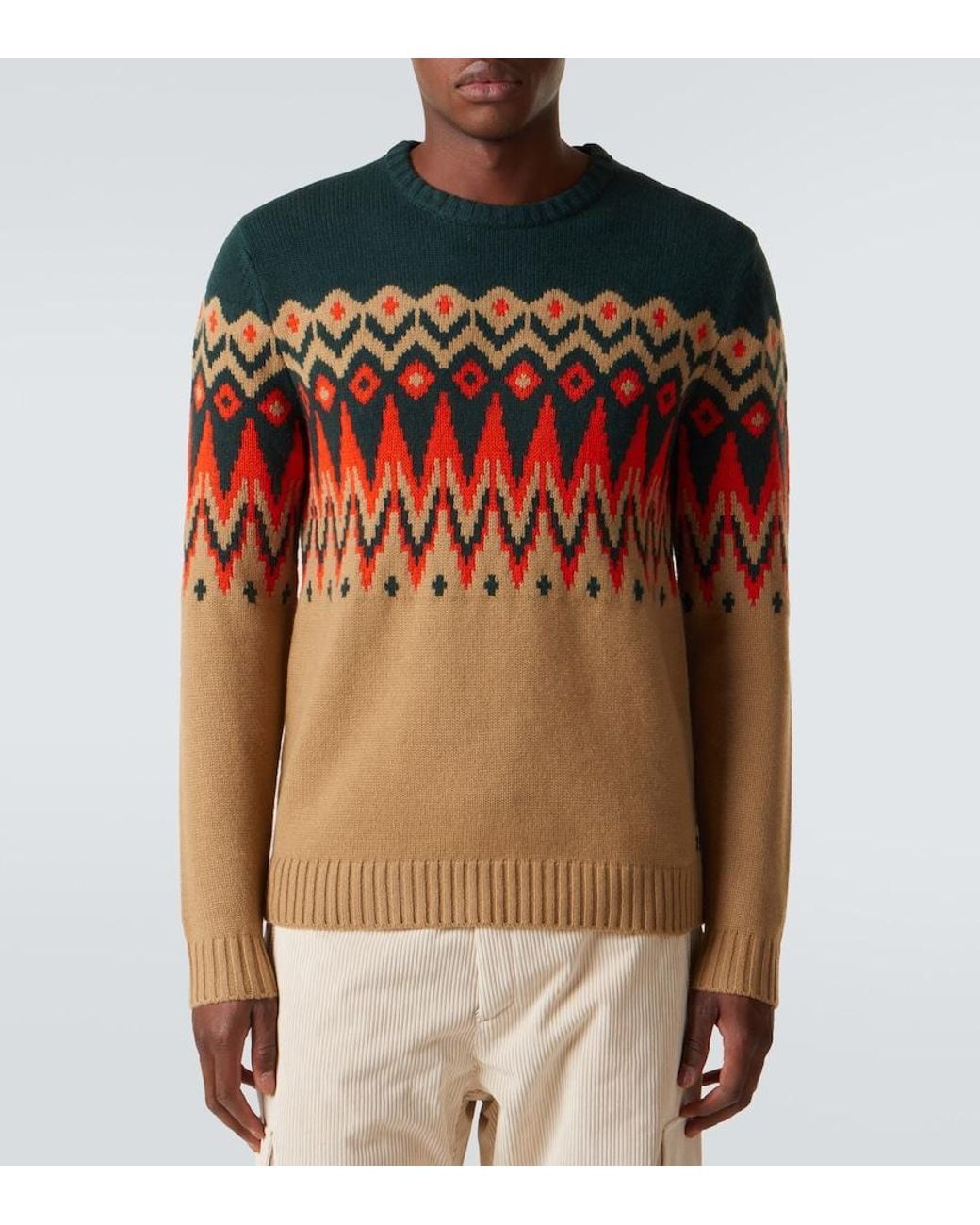 Bogner Orange Ron Fair Isle Cashmere Sweater for men