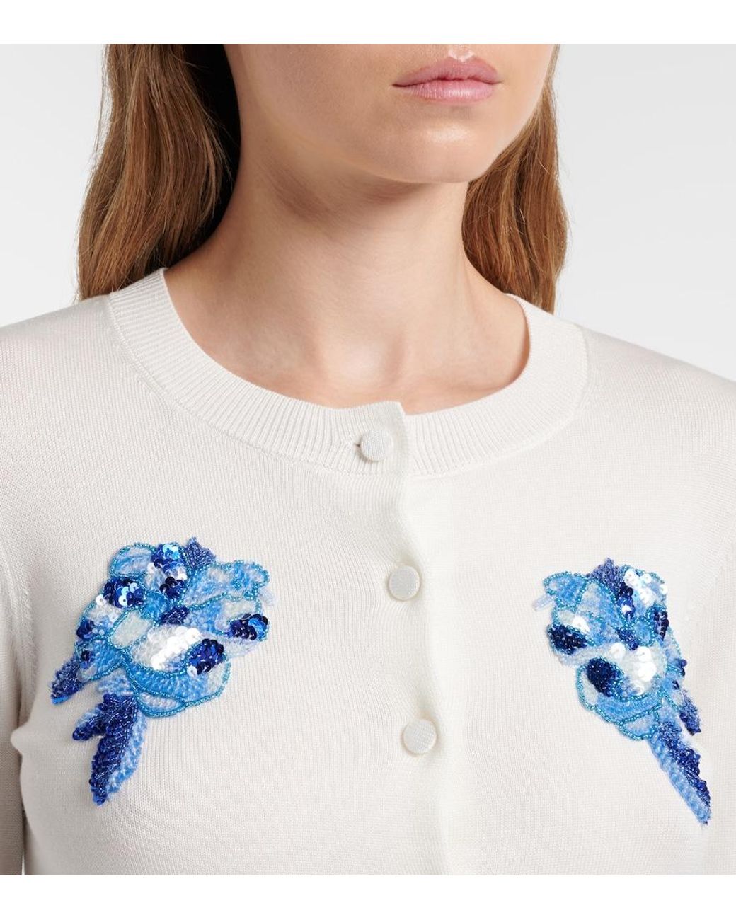 LEO LIN Blue Claire Embellished Cardigan