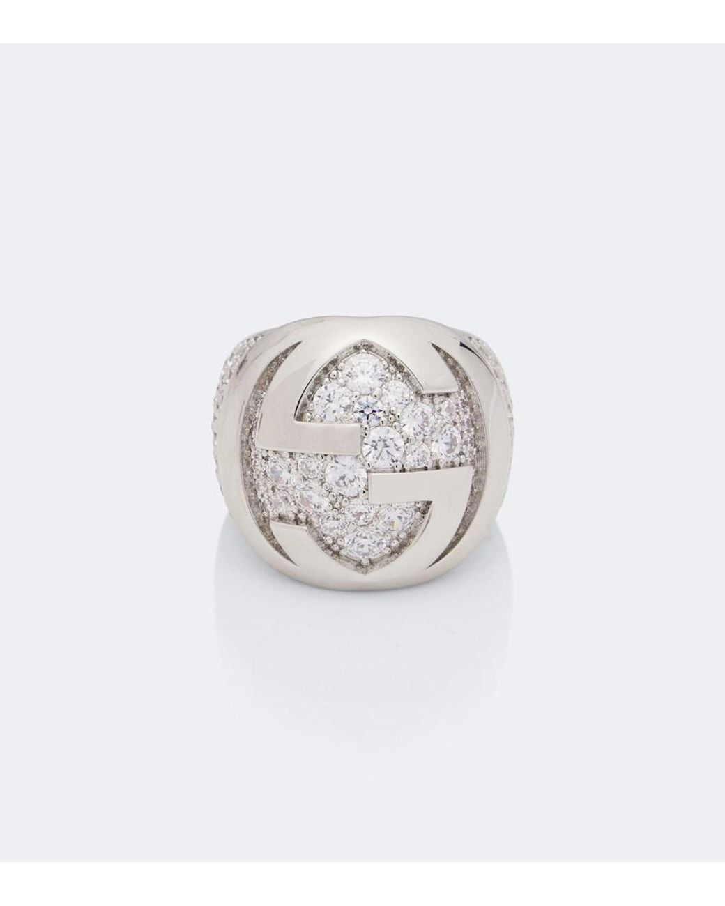 Gucci White Interlocking G Embellished Ring