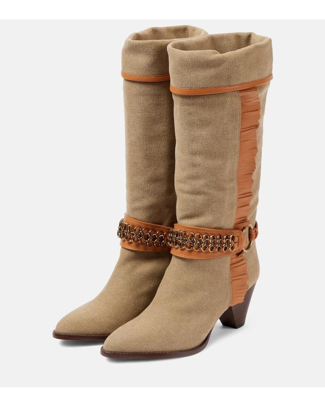 Isabel Marant Brown Levon Canvas Cowboy Boots