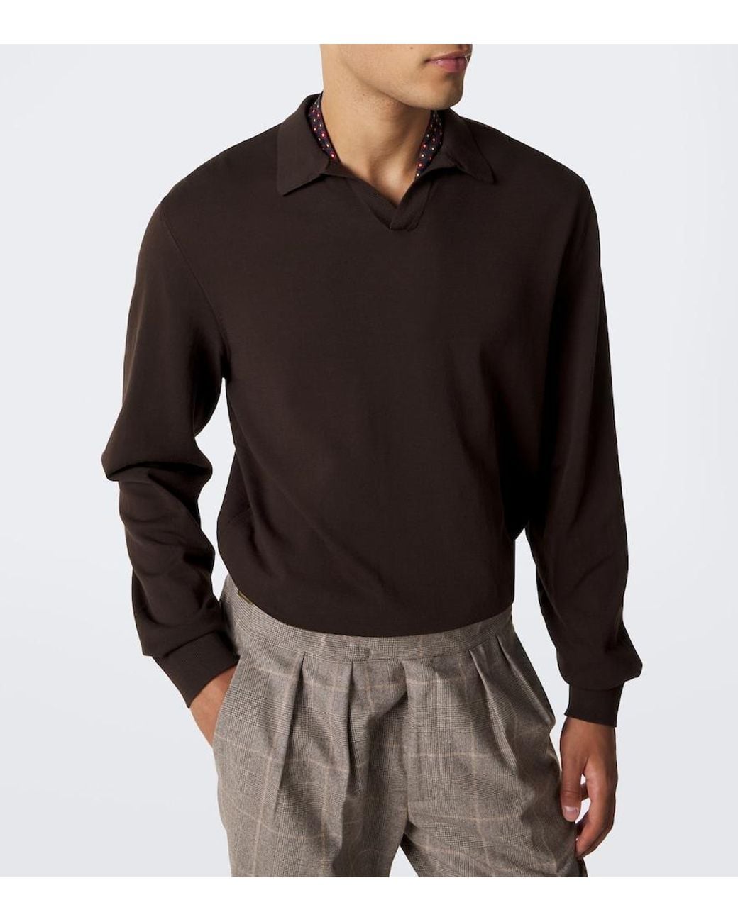 Rubinacci Black Cotton Polo Sweater for men