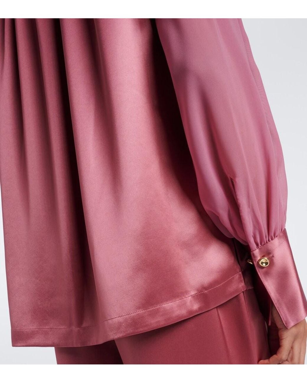 Joseph Red Paula Satin And Chiffon Blouse
