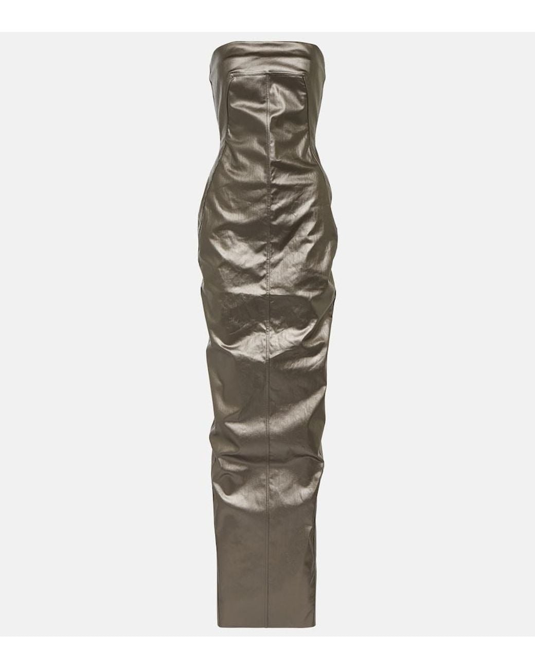 Rick Owens Gray Lido Corset Coated Denim Gown