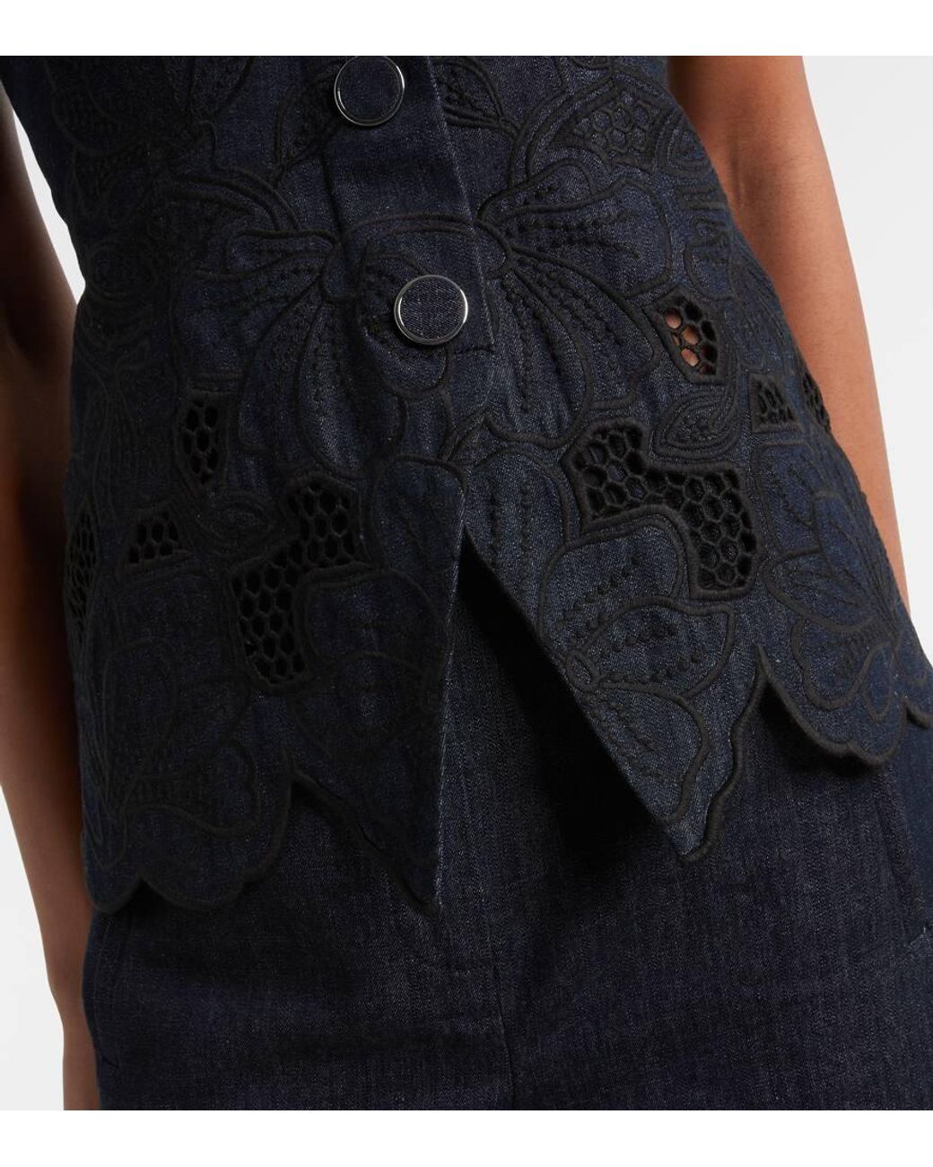 Veronica Beard Blue Mirielle Cotton Chambray Top