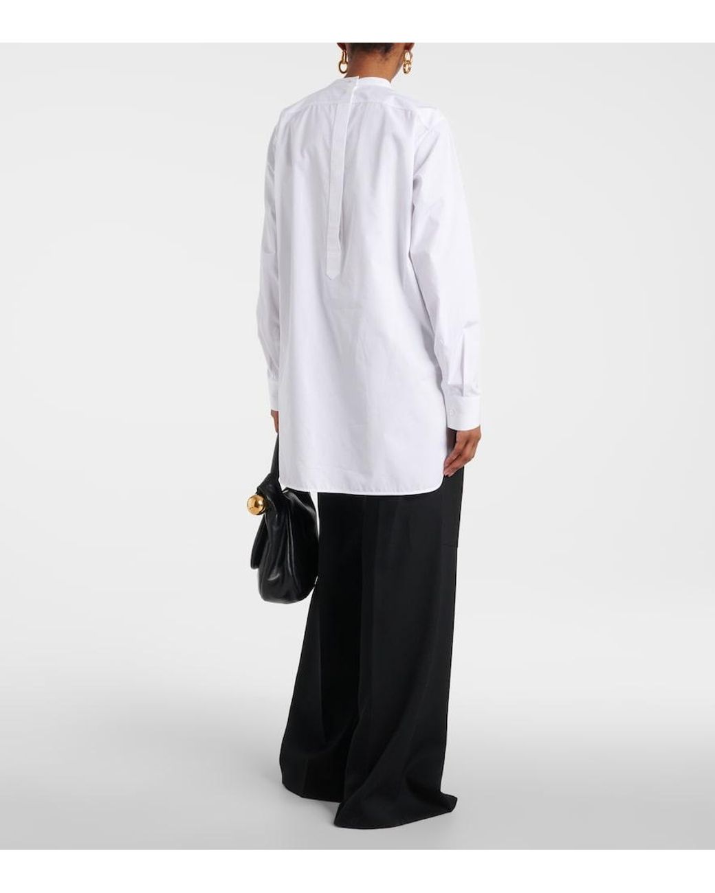 Jil Sander White Embroidered Cotton Poplin Blouse