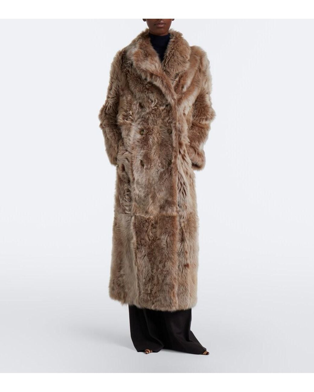 Yves Salomon Natural Reversible Shearling And Leather Coat