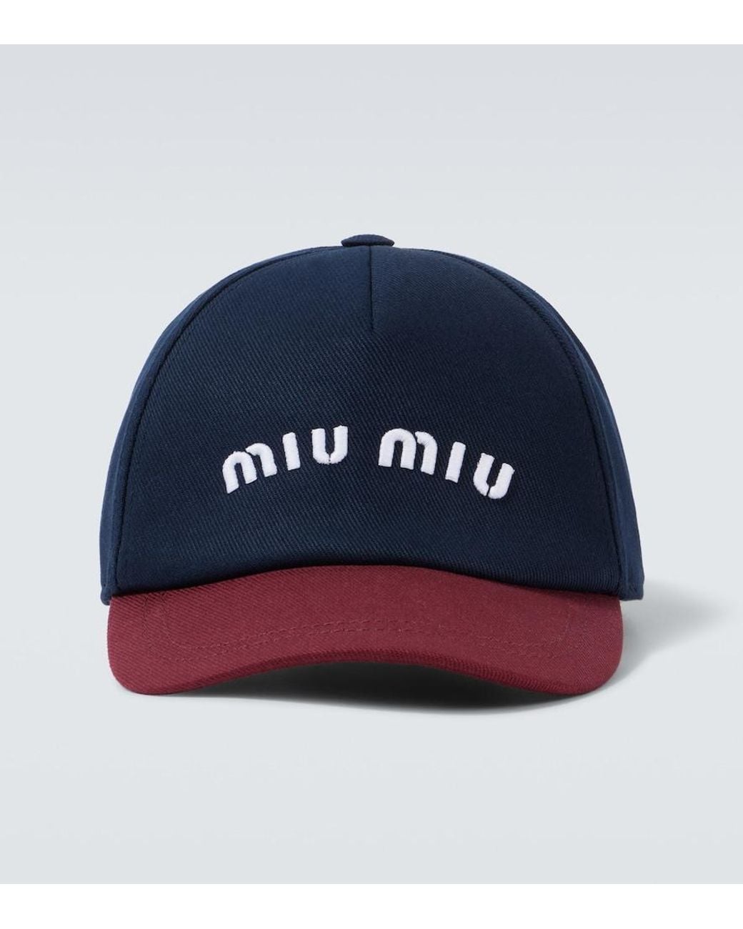 Miu Miu Blue Logo Cotton Drill Baseball Cap for men