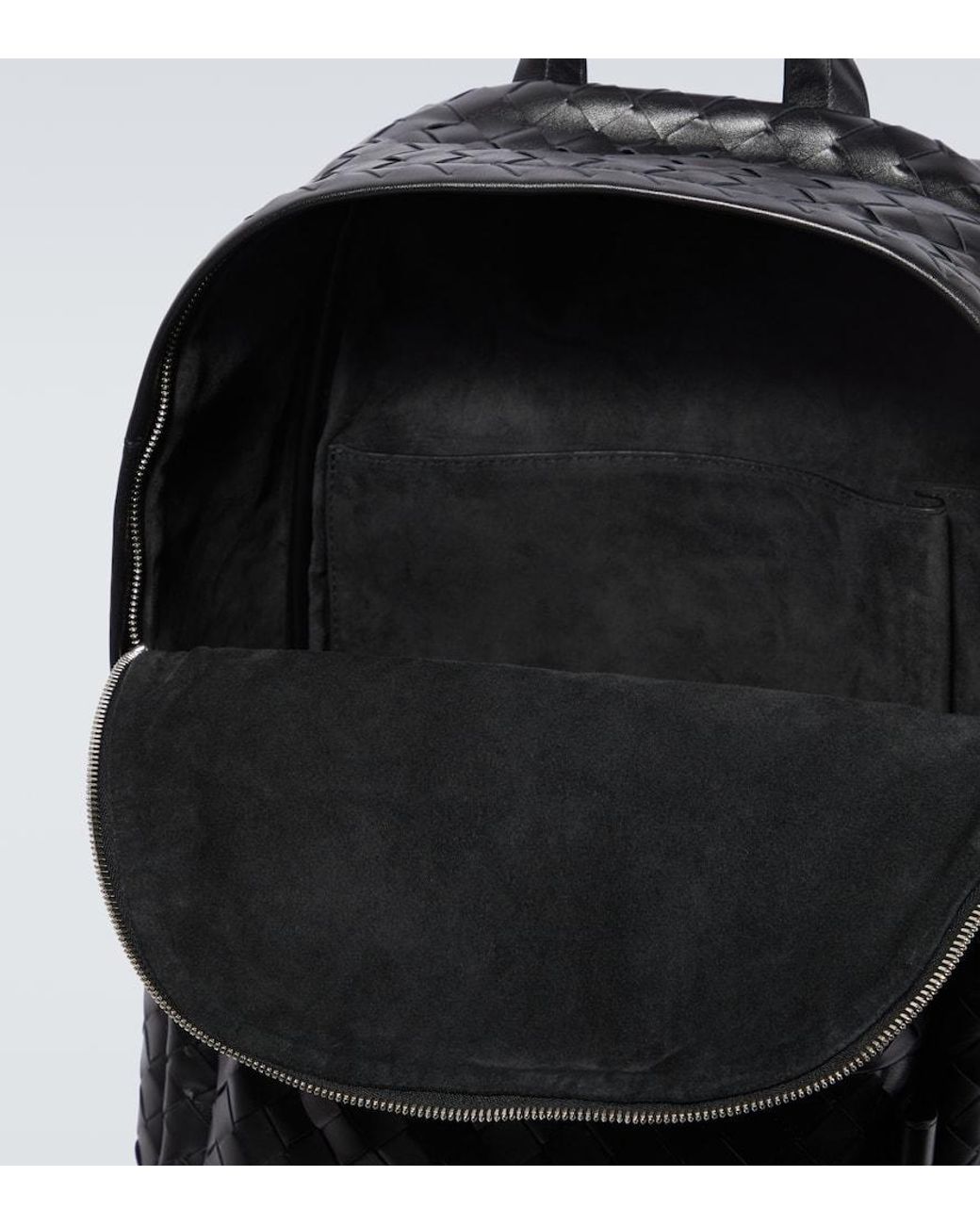 Bottega Veneta Black Intrecciato Leather Backpack for men
