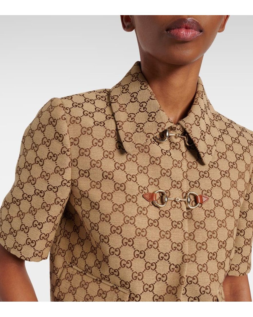 Gucci Brown Horsebit Gg Canvas Jacket