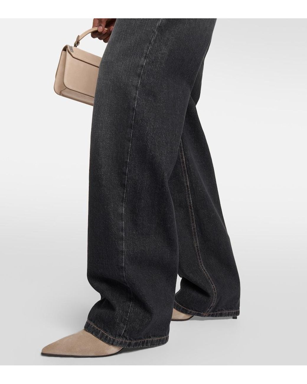 Brunello Cucinelli Blue Embellished Wide-Leg Jeans